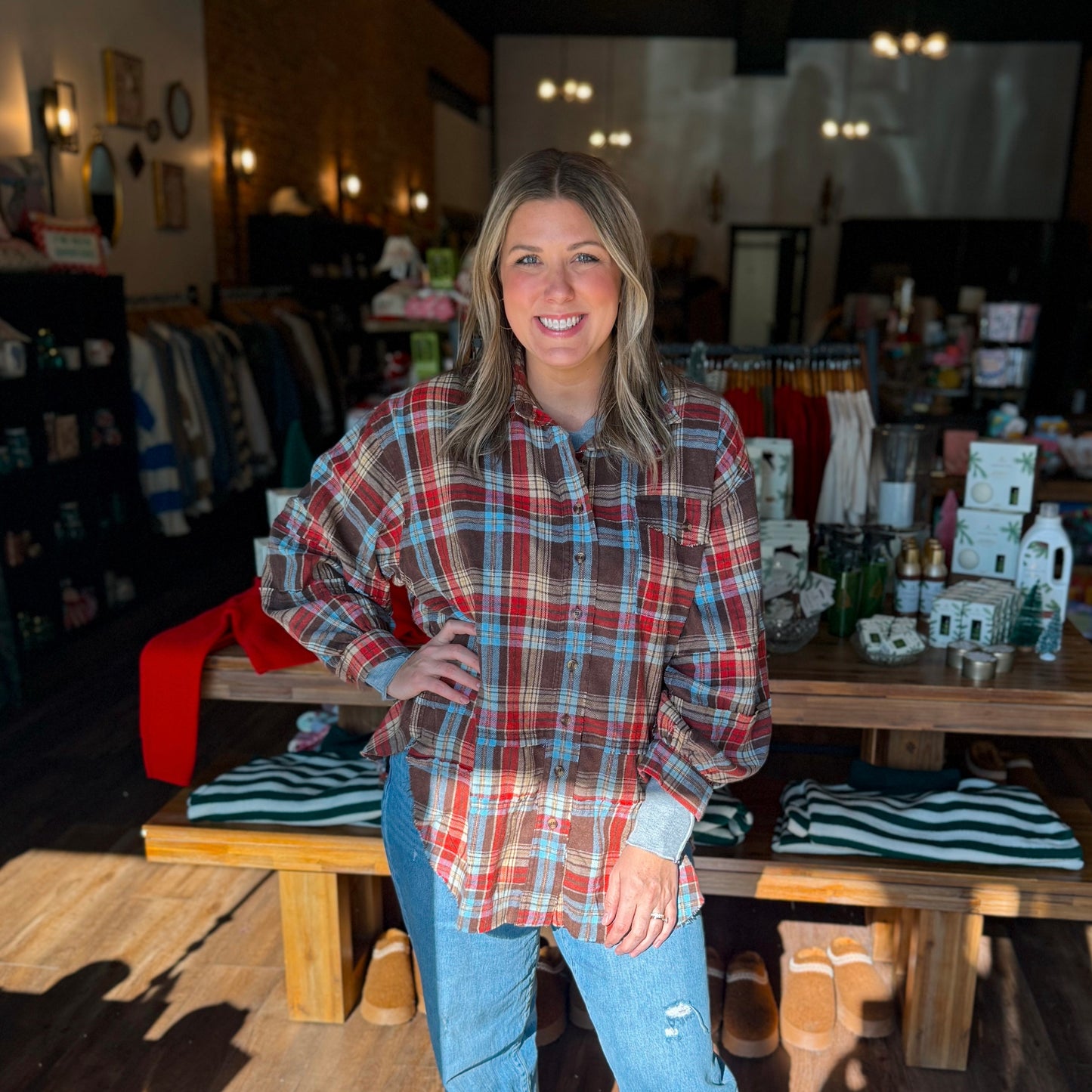 Oversized Distressed Mineral Wash Flannel