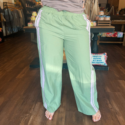 Sage Side Contrast & Lace Detailed Track Pant