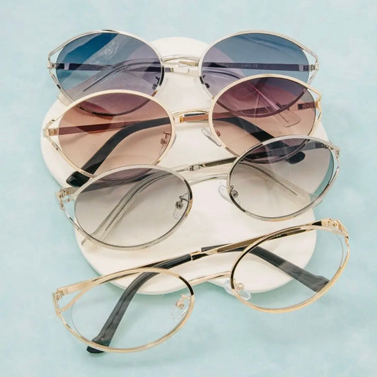 Oval Lens Metal Frame Sunglasses