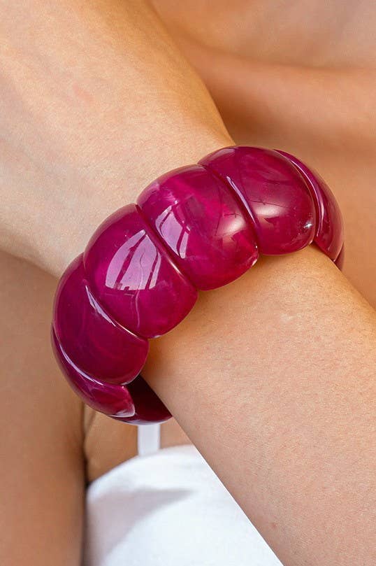 Color-Block Acrylic Stretch Cord Bracelet