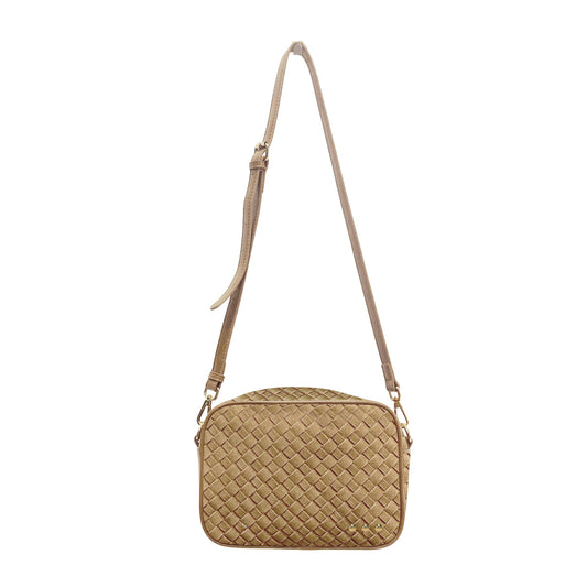 Suede Woven Willow Camera Crossbody Bag