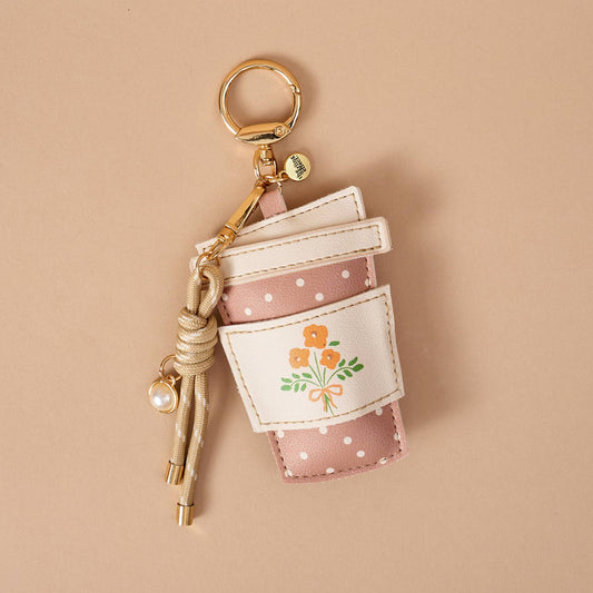 Vegan Leather Bag Charm-Coffee Run