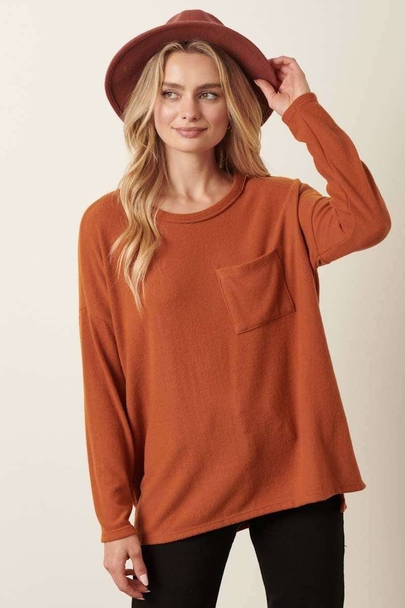 Copper Long Sleeve Knit Top
