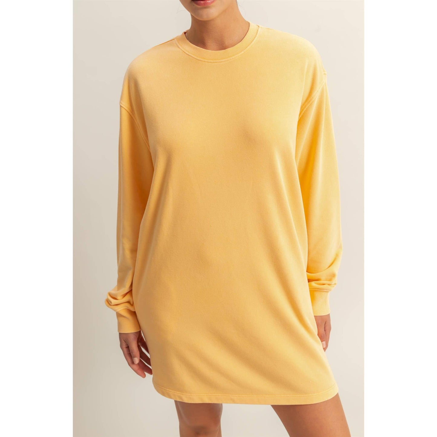 Long Sleeve Oversized Mini Dress Crewneck