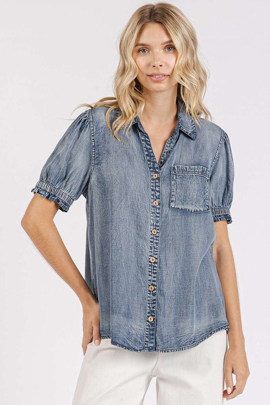 Washed Chambray Top