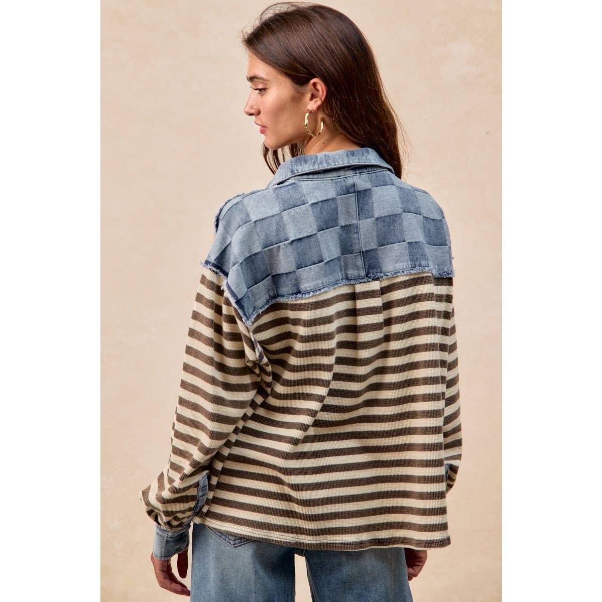 Cut Edge Denim Waffle Top