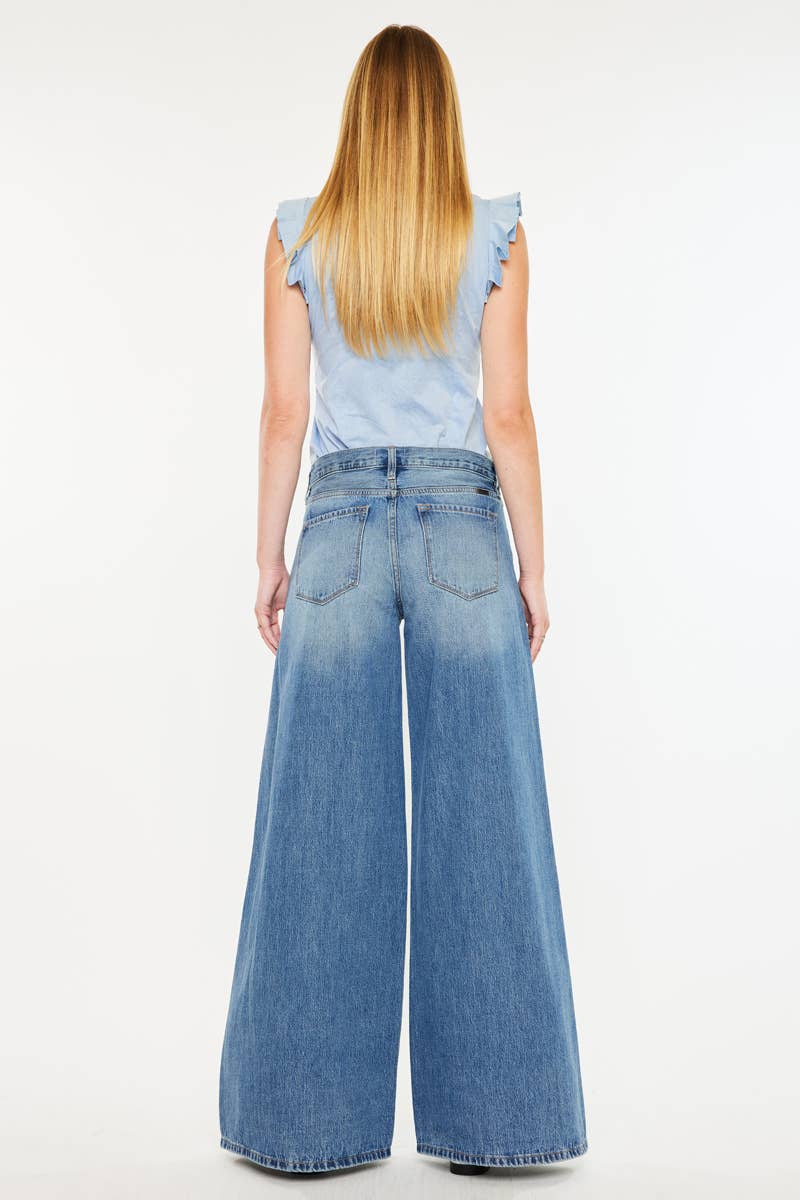 Kan Can Mid Rise Super Wide Leg Jeans
