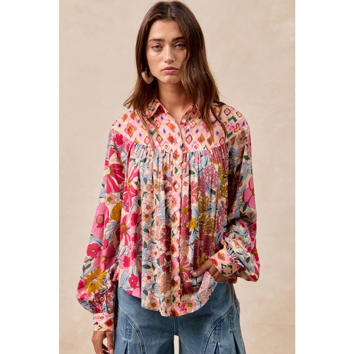 Floral Print Mix and Match Blouse