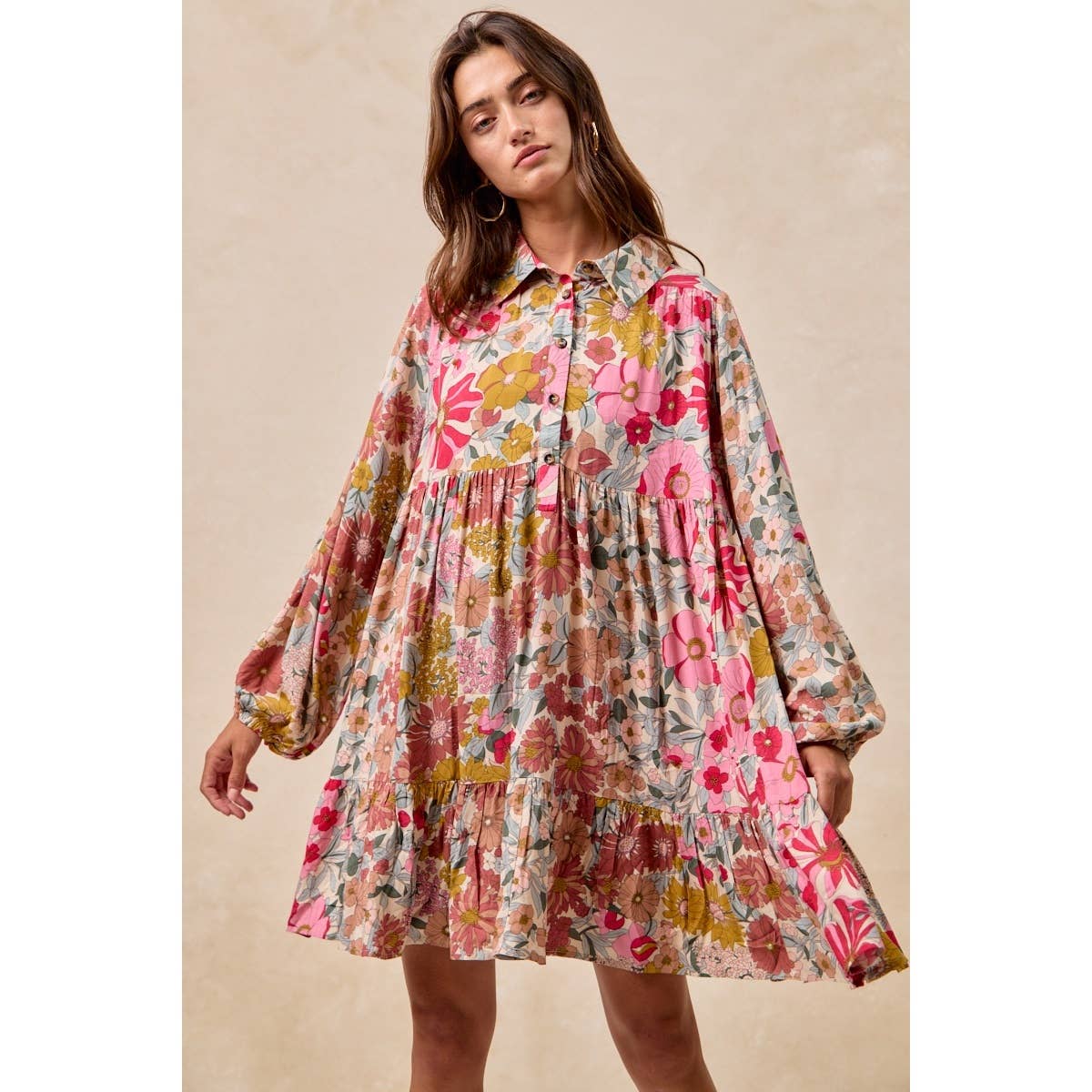 Floral Print Shirt Dress