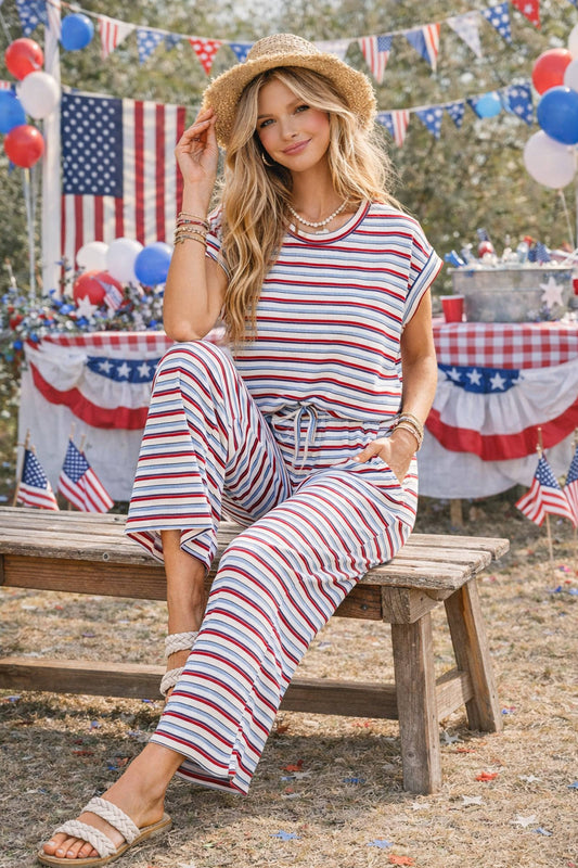 Americana Ribbed Striped Lounge Set