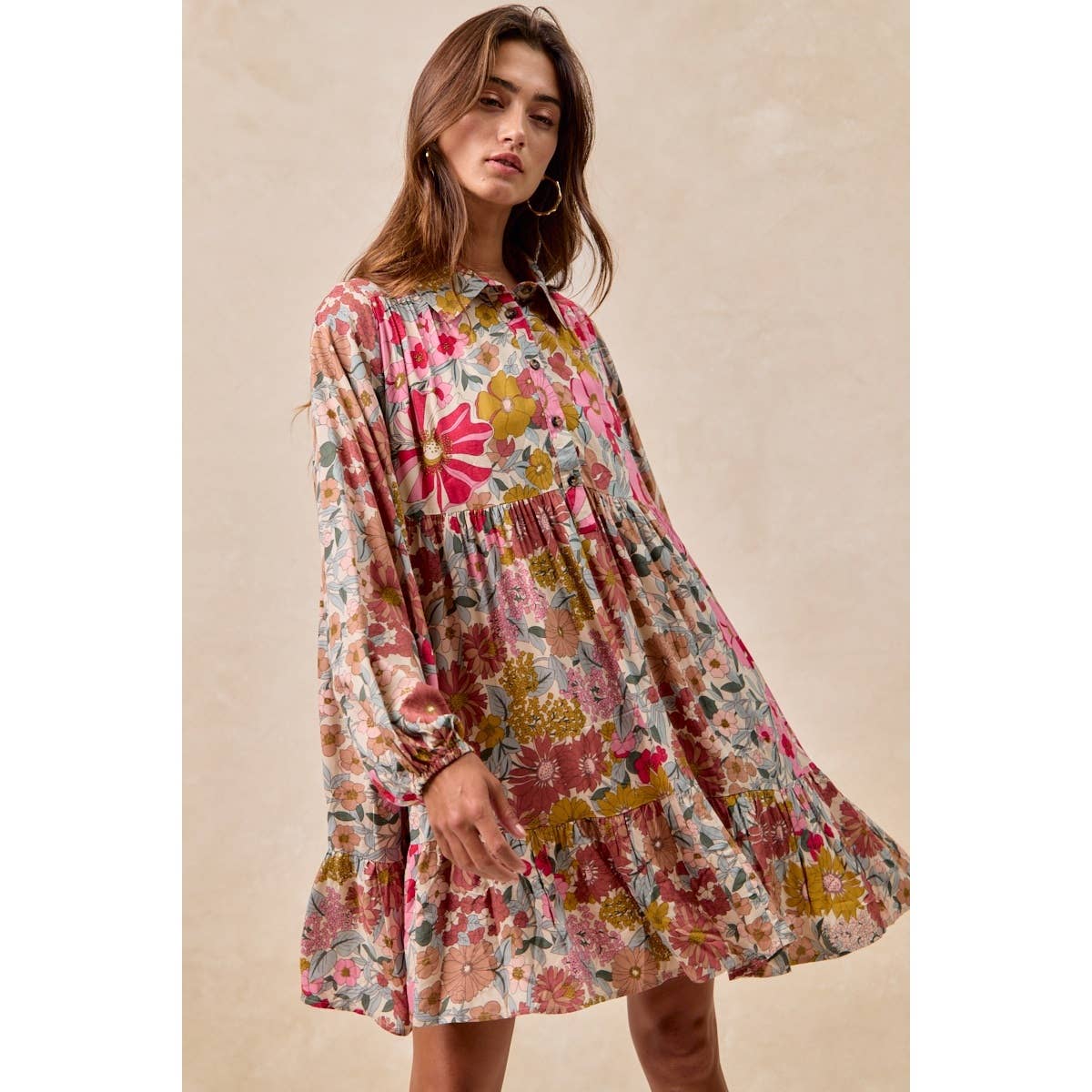 Floral Print Shirt Dress