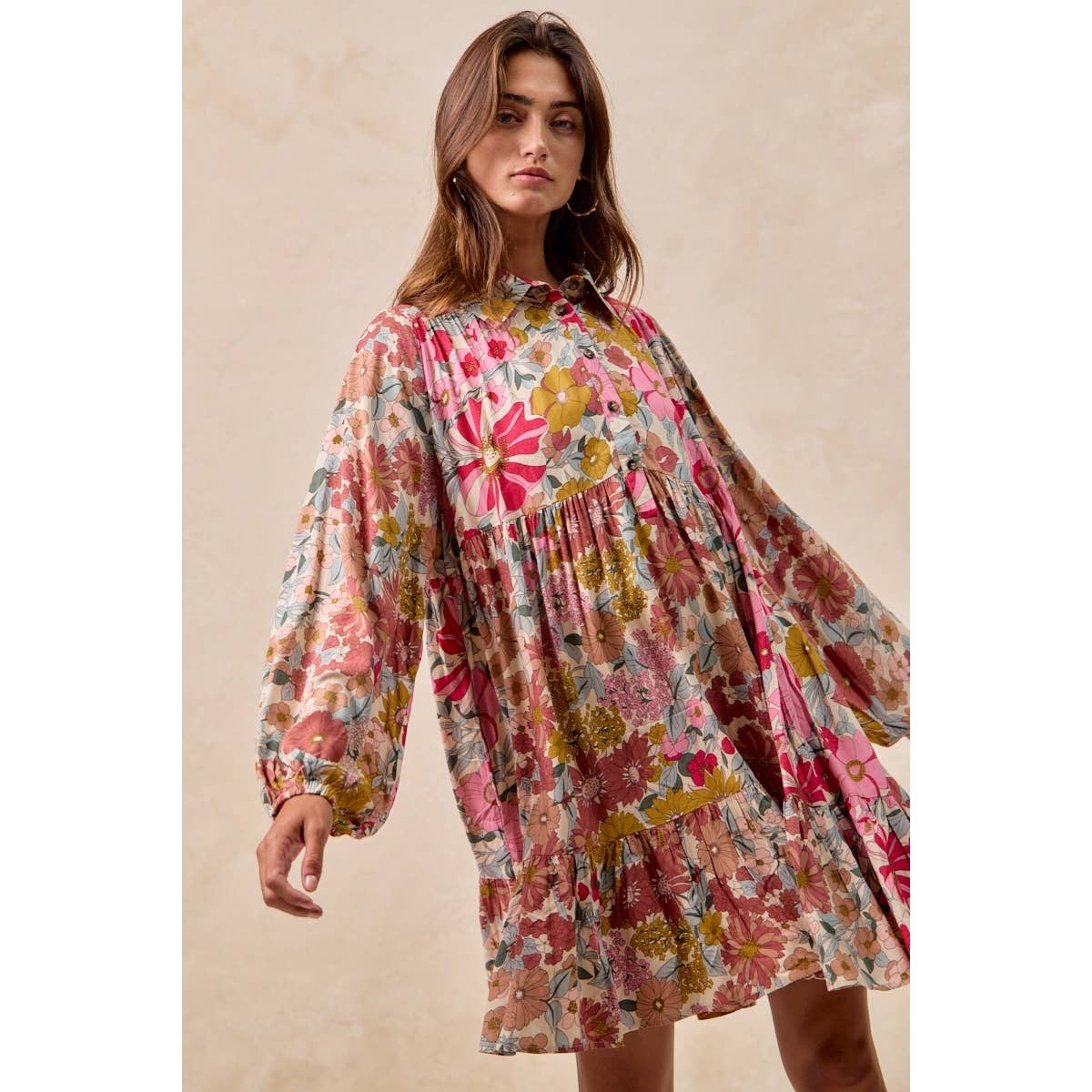 Floral Print Shirt Dress