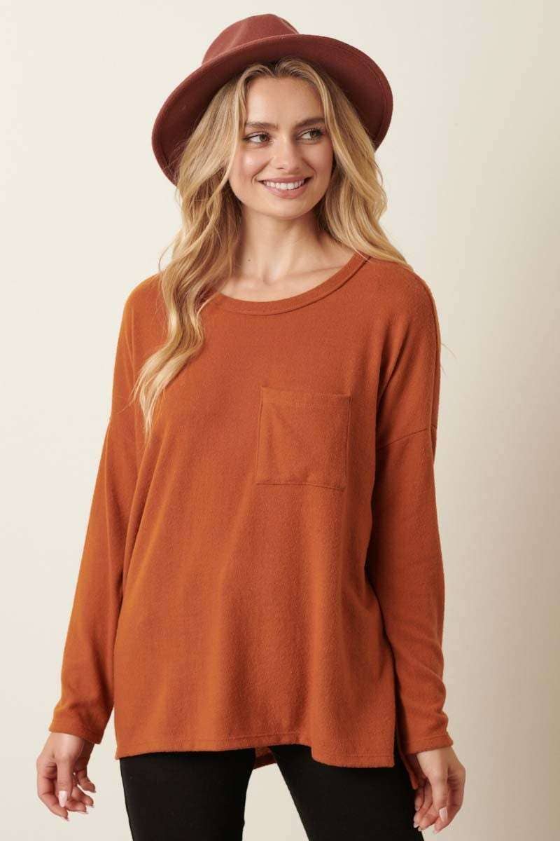 Copper Long Sleeve Knit Top