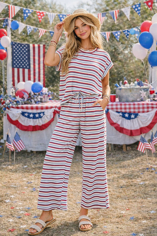 Americana Ribbed Striped Lounge Set