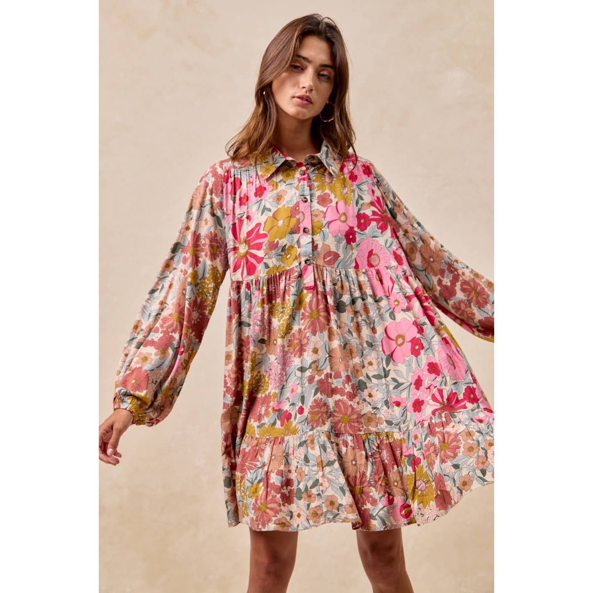 Floral Print Shirt Dress