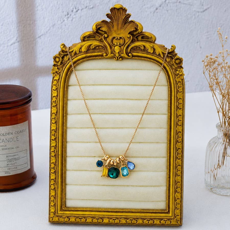 Multicolor Crystal Cluster Charm Pendant Necklace