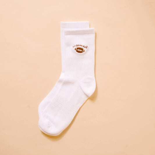 Embroidered Crew Socks–It's Game Day