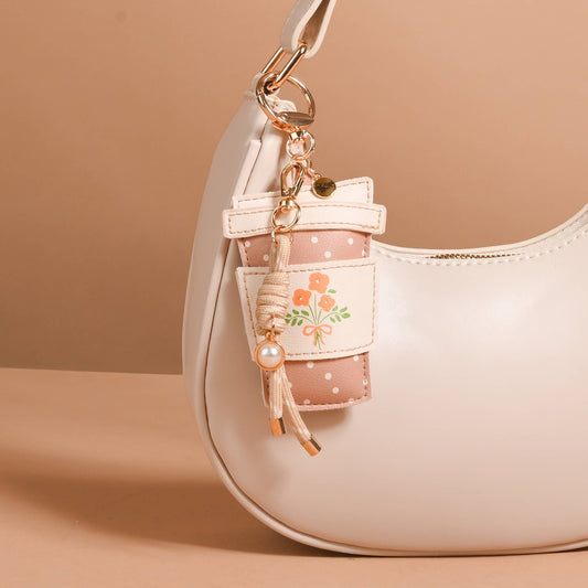 Vegan Leather Bag Charm-Coffee Run