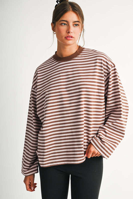 Oversized Stripe Long Sleeve Top