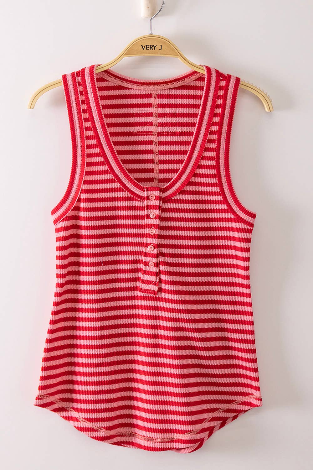 Striped Button Down Fitted Tank Top