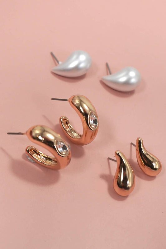 Bubble Hoop Huggie Trio Earrings