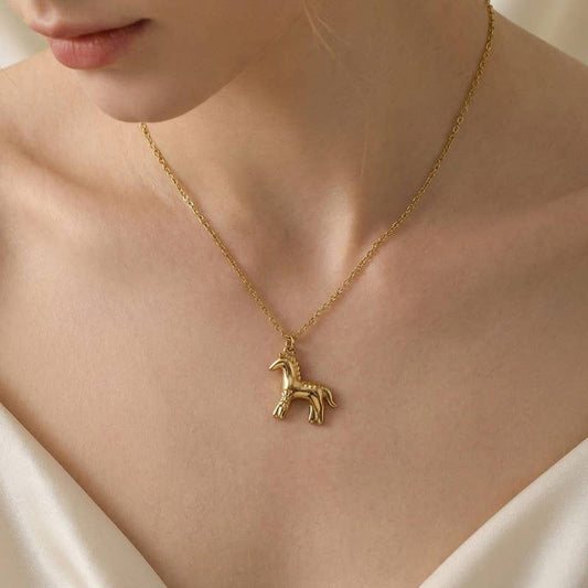Stainless Steel Ridge Horse Necklace