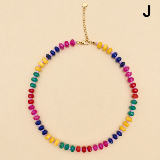 Natural Stone Semi-Precious Glass Mixed Necklace
