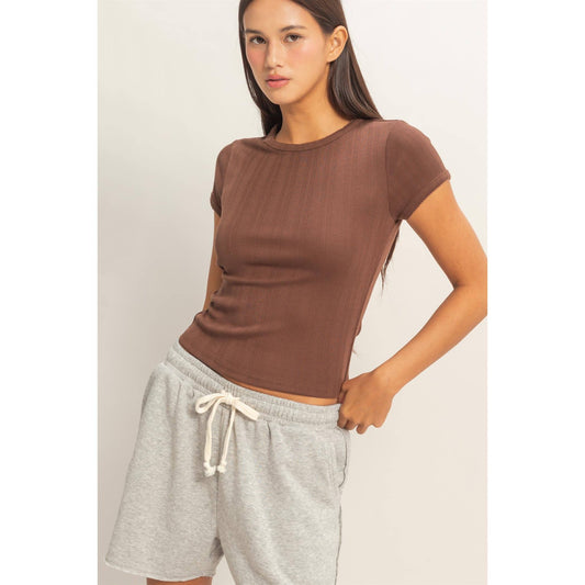 Pointelle Short Sleeve Top
