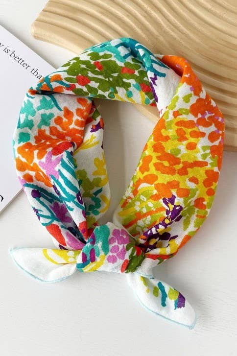 Floral Print Silk Bandana