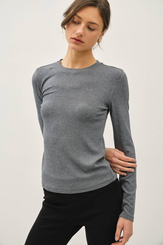 Ribbed Long Sleeve Crew Neck