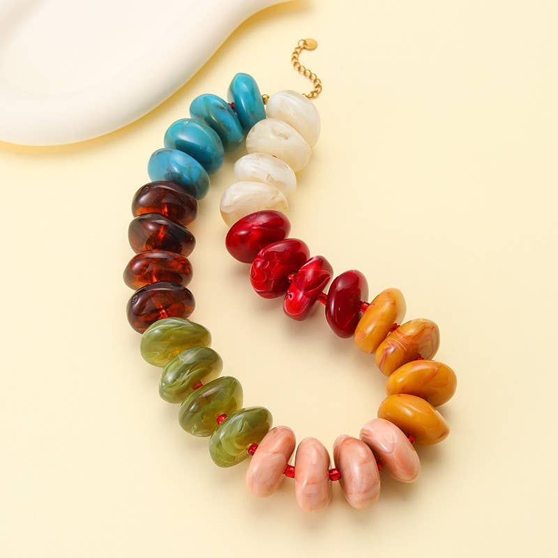 Chunk Resin Multi Colored Statement Necklace