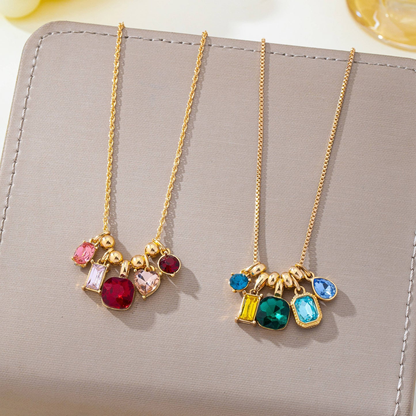 Multicolor Crystal Cluster Charm Pendant Necklace