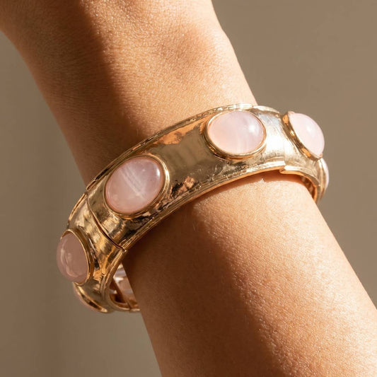 Oval Cabochon Stone Stretch Bangle Bracelet