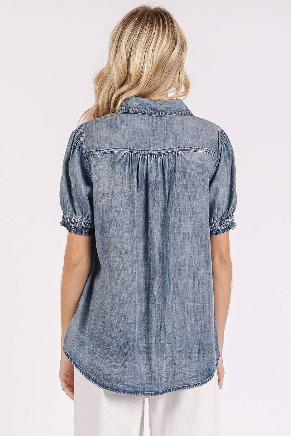 Washed Chambray Top