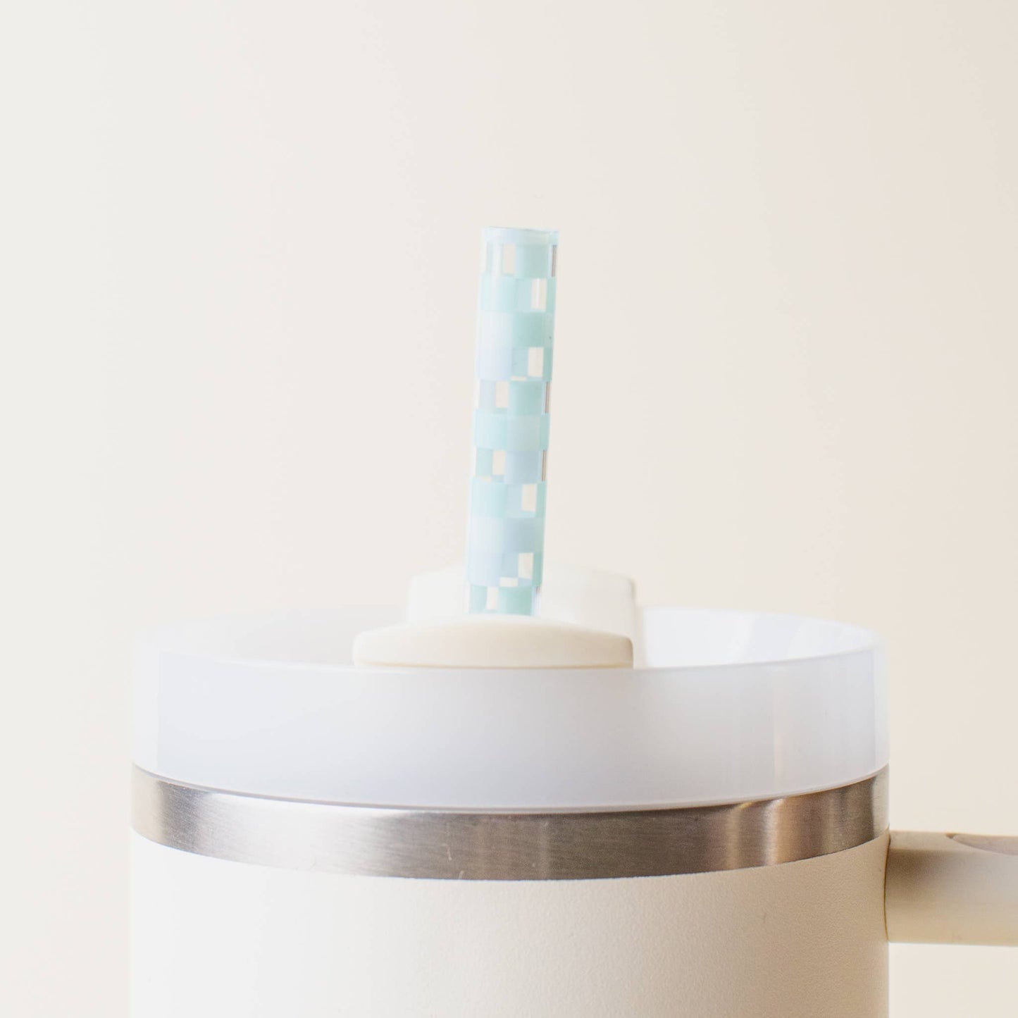 40 oz Tumbler Straw Set-Check Blue