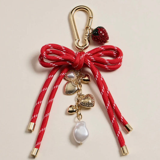 Strawberry Heart Charm Keychain & Bag Charm