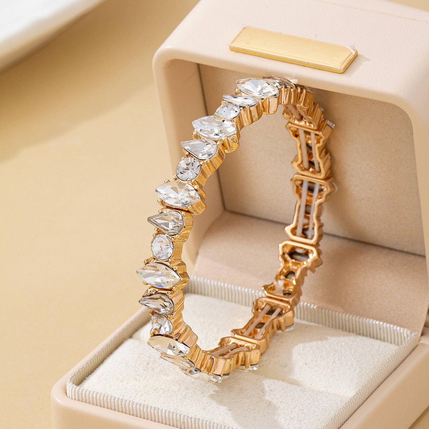 Crystal Gold-Tone Stretch Statement Bracelet