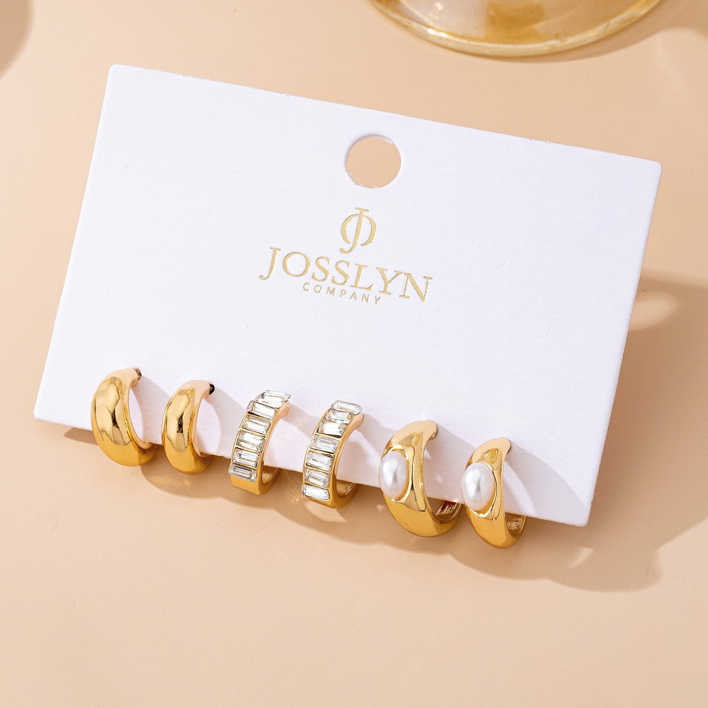 Pearl & Baguette Huggie Hoop Trio Earring Set