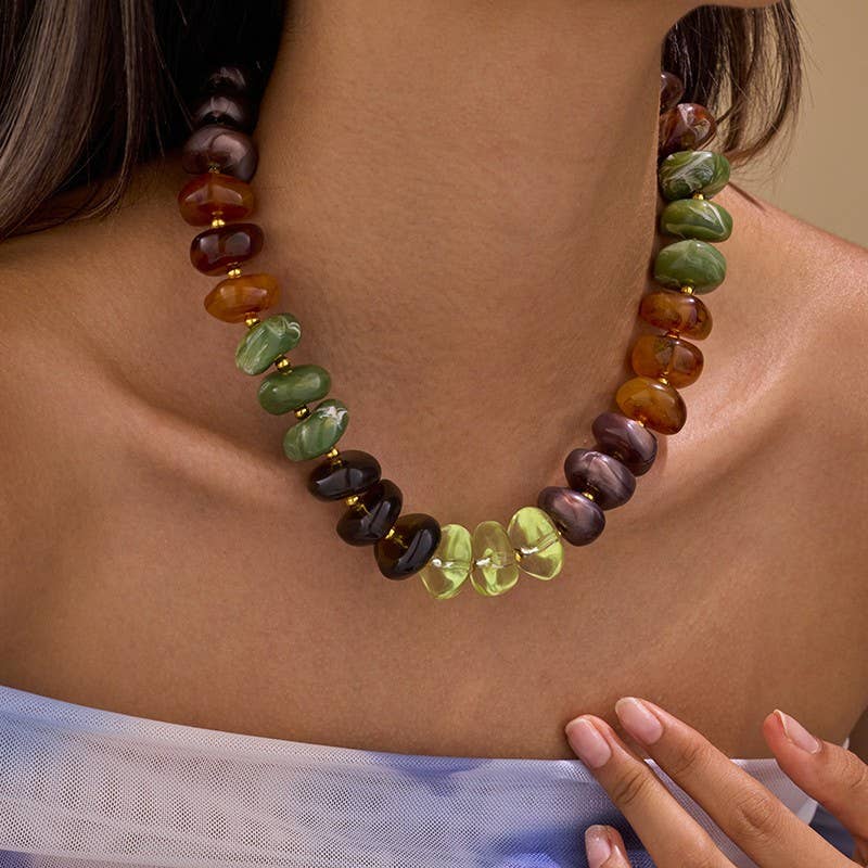 Irredgular Multi Colored Statement Necklace