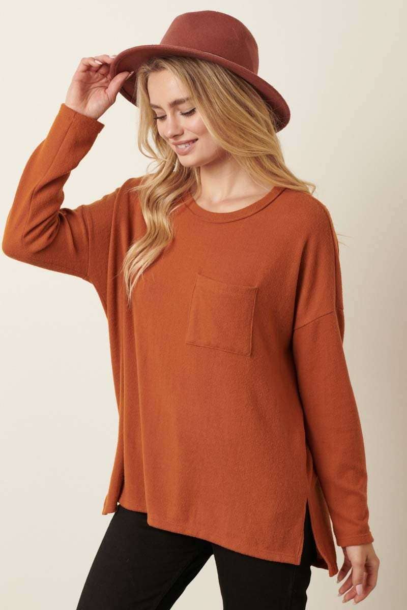 Copper Long Sleeve Knit Top