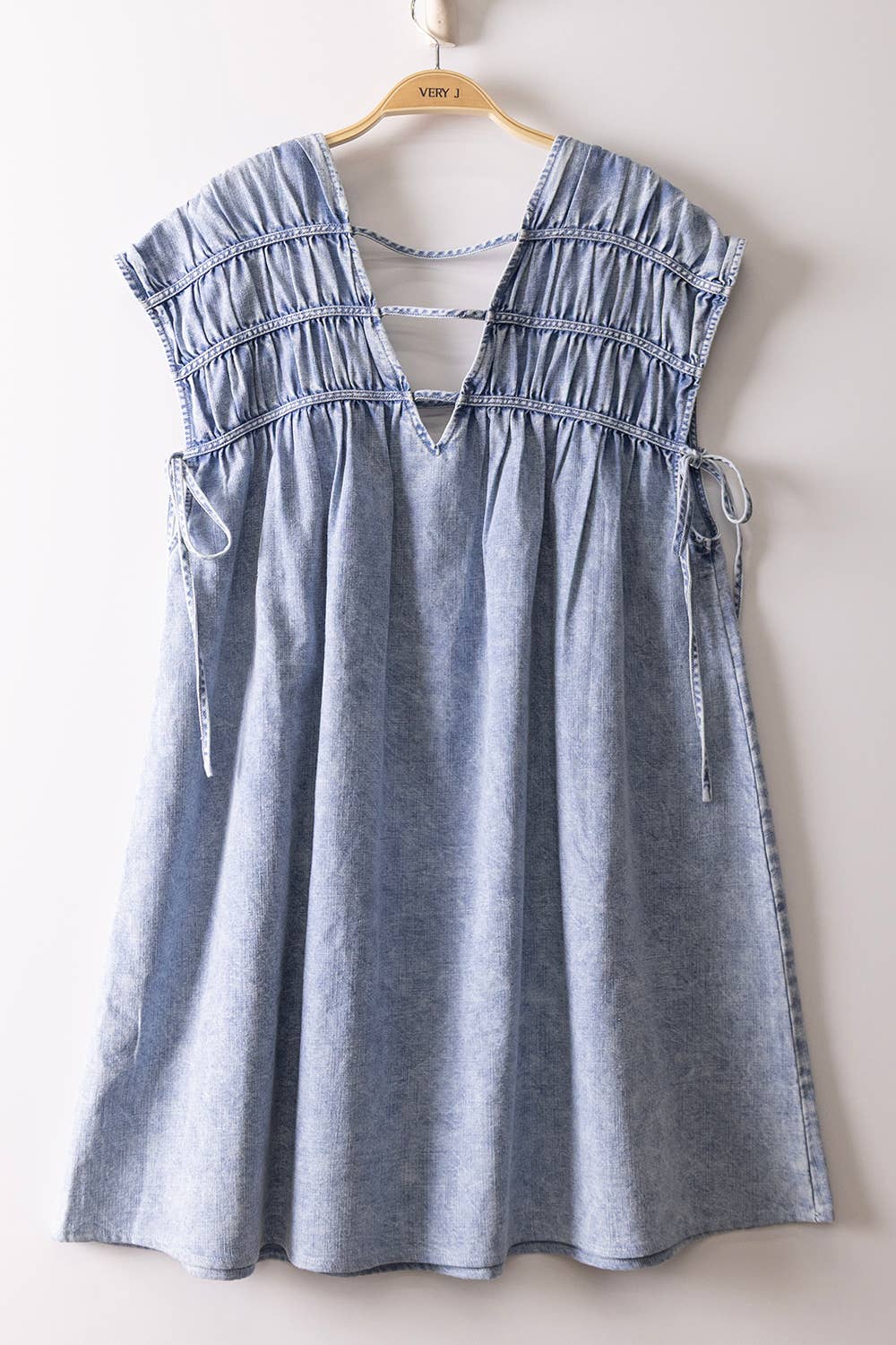 Mineral Washed Chambray Mini Dress