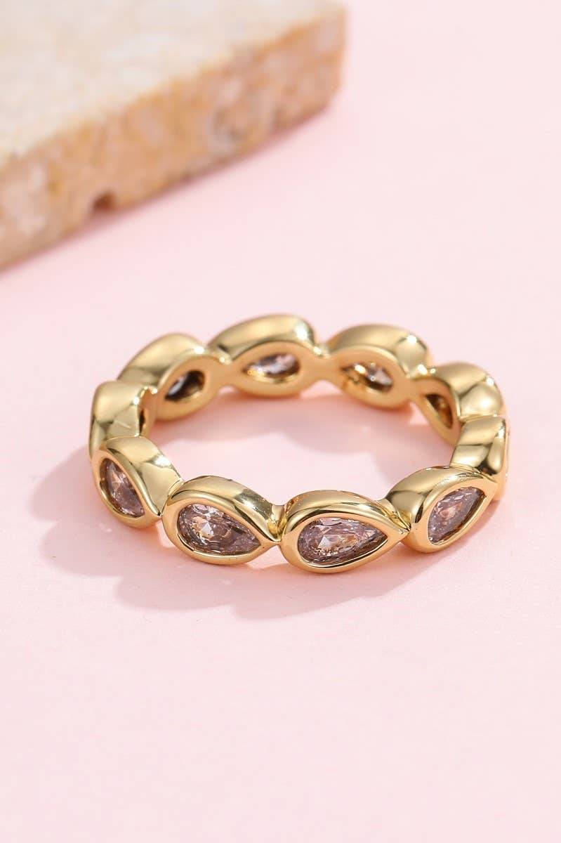 Gold Rhinestone Multi-Shape Eternity Stack Rings