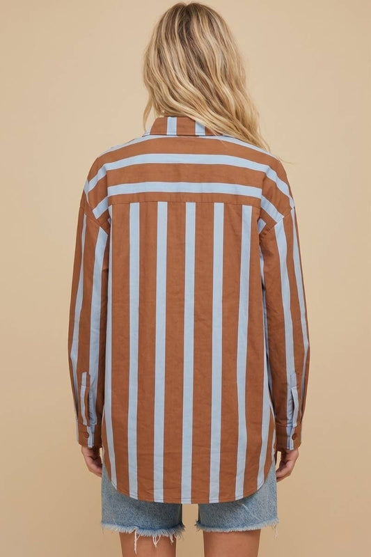 Oversized Striped Button Down