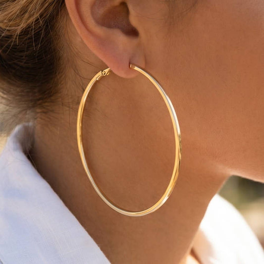 Gold Dipped Large Latch Hoop Earrings