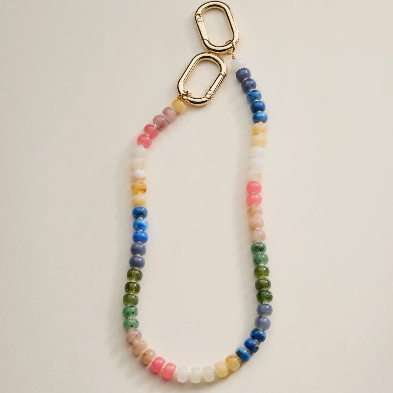 Colorful Beaded Bag Charm with Gold Clasp Trendy Accessory