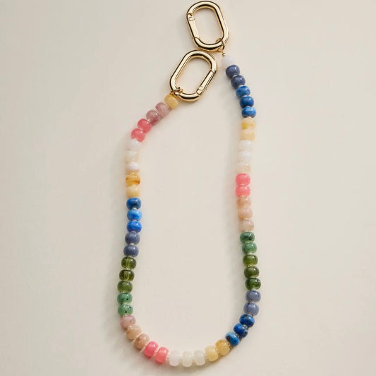 Colorful Beaded Bag Charm with Gold Clasp Trendy Accessory