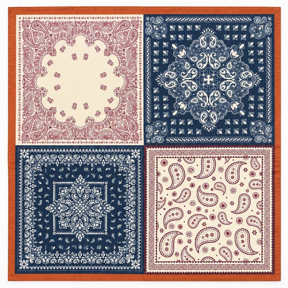 Patchwork Paisley Bandana Printed Square Scarf