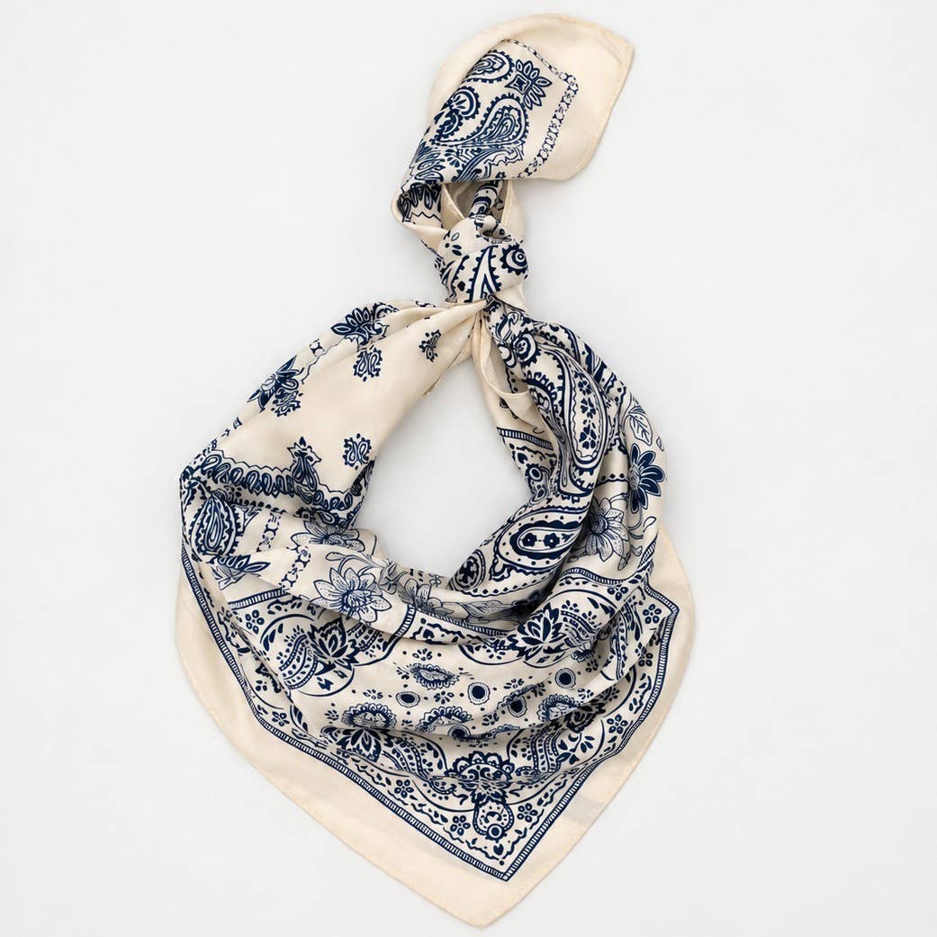 Four-Panel Paisley Bandana Print Square Scarf