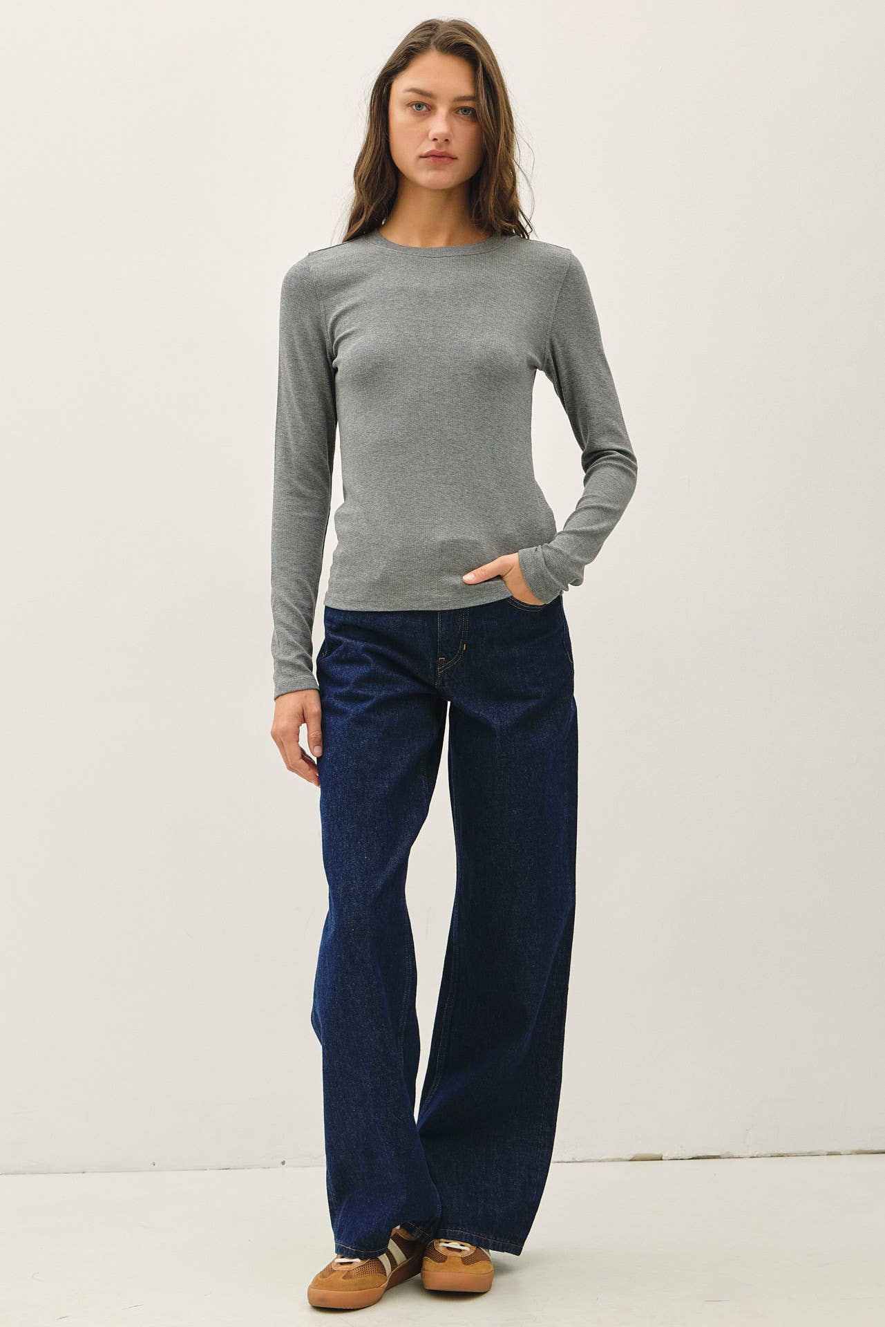 Ribbed Long Sleeve Crew Neck