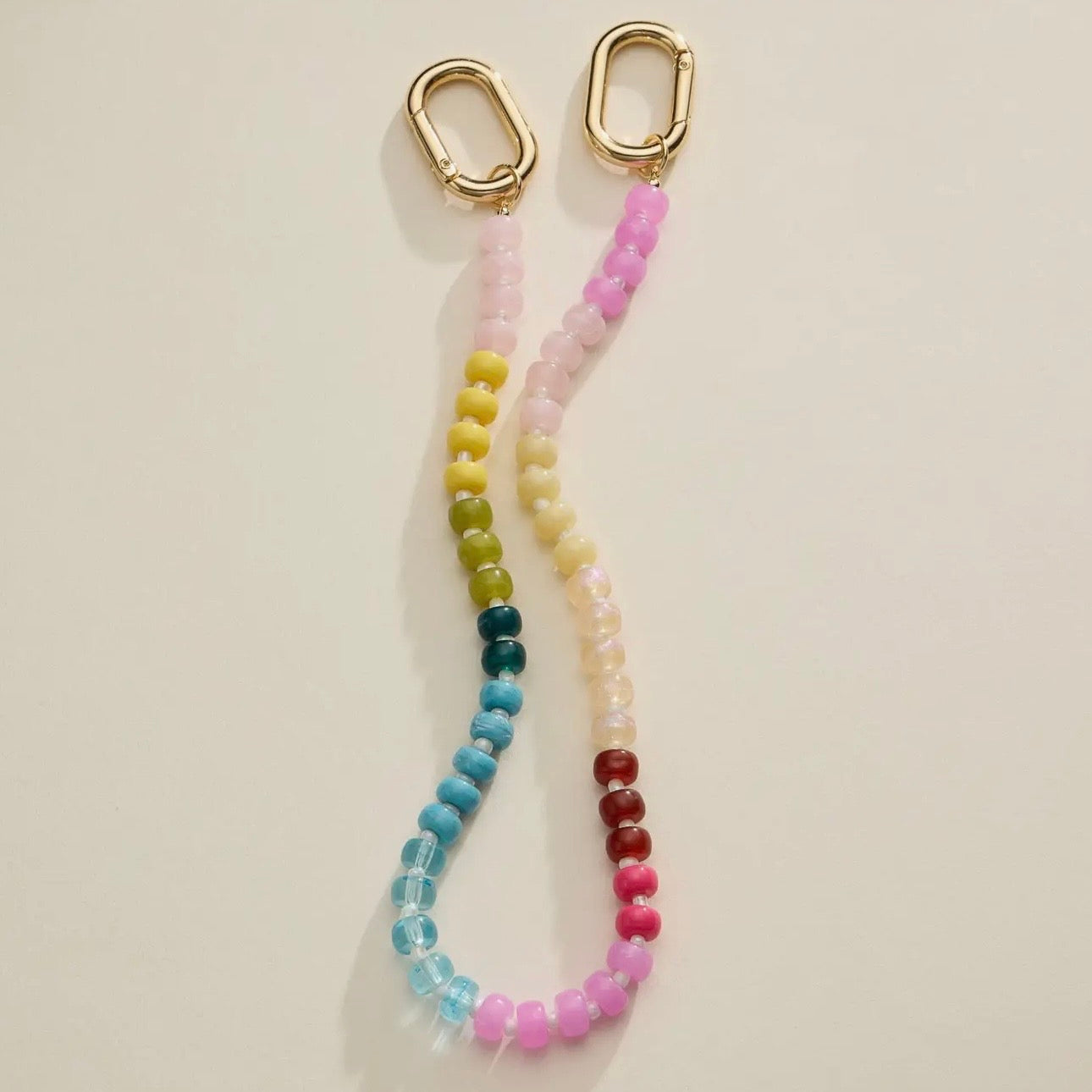 Colorful Beaded Bag Charm with Gold Clasp Trendy Accessory